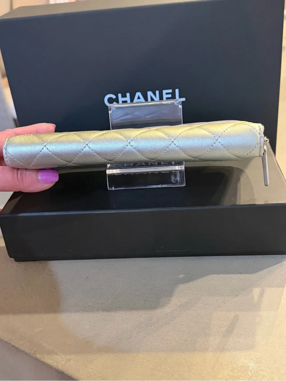 CHANEL | ✨NEW✨ Ombré Gradient Iridescent Quilted Zip Around Long Wallet